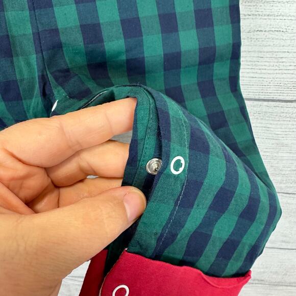 Lil Cactus Baby Boy Christmas Green Blue Plaid Romper Outfit Size 12/18M - Picture 5 of 6